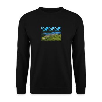 Mountain panorama Kampenwand Chiemsee drawn - Unisex Sweatshirt - black - Front - Alina (178cm) & Michal (187cm)