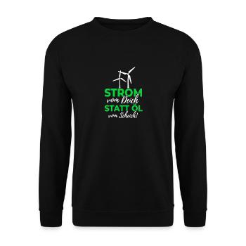 Elektroauto - T-Shirt - Strom vom Deich - Unisex Pullover - Schwarz - Vorne - Alina (178cm) & Michal (187cm)