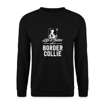 Border Collie Hund Welpe Zucht Agility Hütehund - Unisex Pullover - Schwarz - Vorne - Alina (178cm) & Michal (187cm)