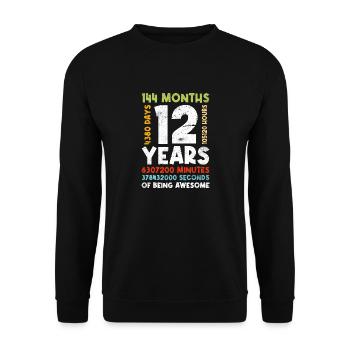 12. Geburtstag Kinder 12 Jahre Junge Mädchen - Unisex Pullover - Schwarz - Vorne - Alina (178cm) & Michal (187cm)