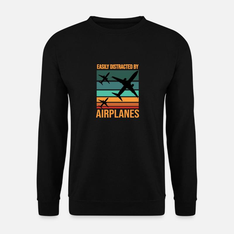 Easily distracted by Airplanes - Unisex Sweatshirt - black