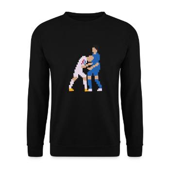 Frankreich Fußballspieler Kopfstoß - Unisex Pullover - Schwarz - Vorne - Alina (178cm) & Michal (187cm)
