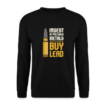Investment Buy Lead Invest In Precious Metals - Unisex Pullover - Schwarz - Vorne - Alina (178cm) & Michal (187cm)