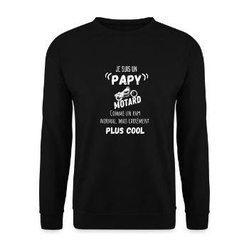Je suis un papi motard cool humour citation - Sweat-shirt Unisexe - noir - Devant - Alina (178cm) & Michal (187cm)