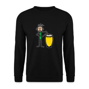 Drummer Trommler spielt Congas Djembe - Unisex Pullover - Schwarz - Vorne - Alina (178cm) & Michal (187cm)