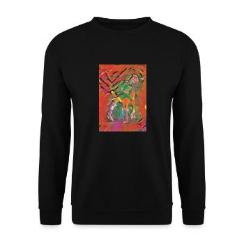 Auf dem mehrfarbigen Stuhl - Unisex Pullover - Schwarz - Vorne - Alina (178cm) & Michal (187cm)