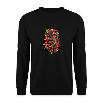 Snake Roses - Unisex Sweatshirt - black - Front - Alina (178cm) & Michal (187cm)
