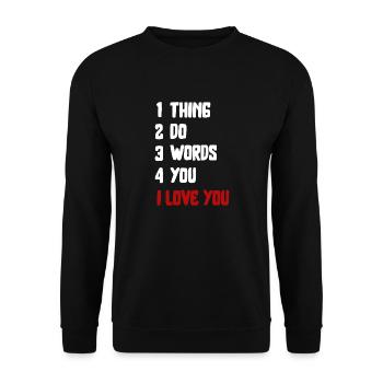 quotes liebe Spruch Valentinstag love Schrift - Unisex Pullover - Schwarz - Vorne - Alina (178cm) & Michal (187cm)