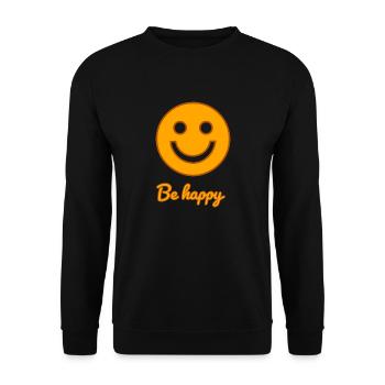 Be happy - Unisex Pullover - Schwarz - Vorne - Alina (178cm) & Michal (187cm)