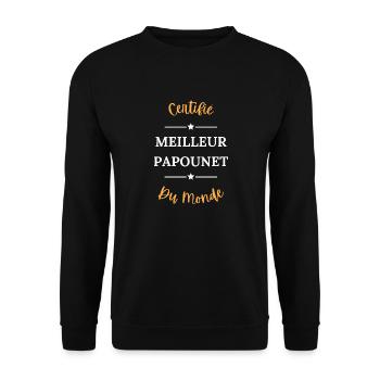 Certifié meilleur papounet du monde - Sweat-shirt Unisexe - noir - Devant - Alina (178cm) & Michal (187cm)