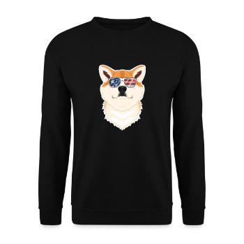 Akita Inu USA Sunglasses I American Flag Akita Inu - Unisex Sweatshirt - black - Front - Alina (178cm) & Michal (187cm)