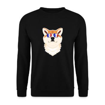 Akita Inu France Sunglasses I French Flag - Unisex Pullover - Schwarz - Vorne - Alina (178cm) & Michal (187cm)