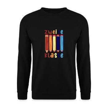 Stifte Zweite Klasse Schulbeginn T shirt - Unisex Pullover - Schwarz - Vorne - Alina (178cm) & Michal (187cm)