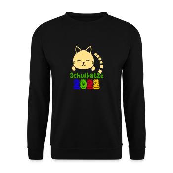 Schulstart Katze Schulkatze 2022 T shirt - Unisex Pullover - Schwarz - Vorne - Alina (178cm) & Michal (187cm)