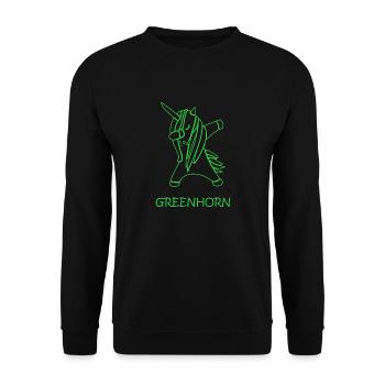 greenhorn dabbing unicorn, dabbendes Einhorn - Unisex Pullover - Schwarz - Vorne - Alina (178cm) & Michal (187cm)