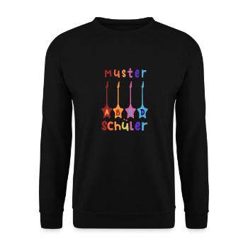 Musterschüler ABCD Rockgitarre T shirt - Unisex Pullover - Schwarz - Vorne - Alina (178cm) & Michal (187cm)
