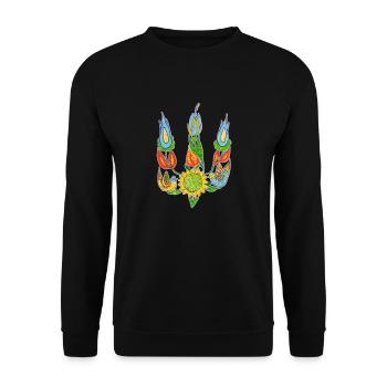 Ukrainian trident, Floral pattern, UA symbol. - Unisex Sweatshirt - black - Front - Alina (178cm) & Michal (187cm)