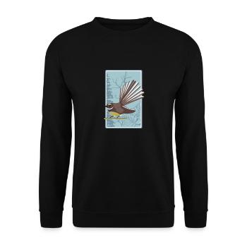 Fantail New Zealand Bird - Unisex Sweatshirt - black - Front - Alina (178cm) & Michal (187cm)