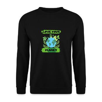 Love the Planet Environmental Protection Nature Lovers - Unisex Sweatshirt - black - Front - Alina (178cm) & Michal (187cm)