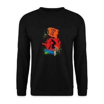 BMX liebe. Fahrrad fahren BMX or die Extrem sport - Unisex Pullover - Schwarz - Vorne - Alina (178cm) & Michal (187cm)