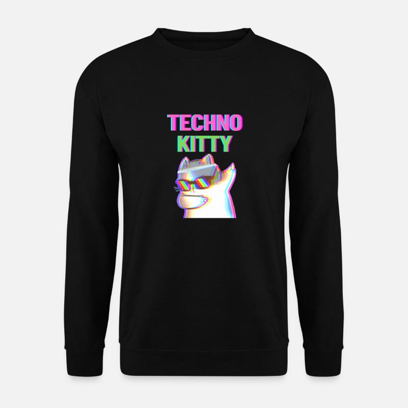 Techno Kitty - Unisex Pullover - Schwarz