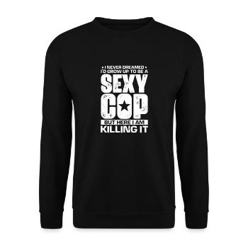Sexy Police Officer – Policemen Policewomen Police - Unisex Sweatshirt - black - Front - Alina (178cm) & Michal (187cm)