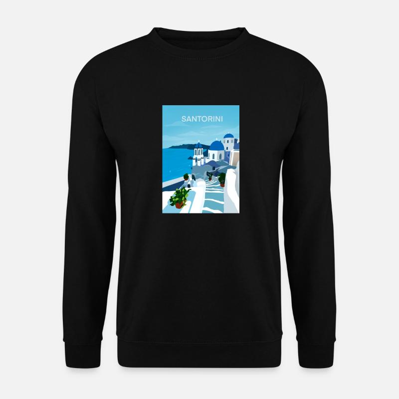 SAntorini, Griechenland - Unisex Pullover - Schwarz