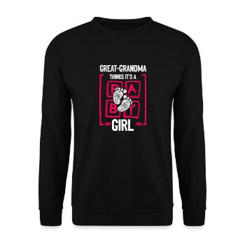 L’arrière-grand-mère pense que c’est une fille qui révèle le genre - Sweat-shirt Unisexe - noir - Devant - Alina (178cm) & Michal (187cm)