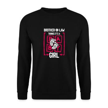 Brother-in-Law Thinks It's a Girl Gender Reveal - Unisex Pullover - Schwarz - Vorne - Alina (178cm) & Michal (187cm)
