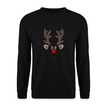 Weihnachtsrentier: Wem gehört die rote Nase? - Unisex Pullover - Schwarz - Vorne - Alina (178cm) & Michal (187cm)