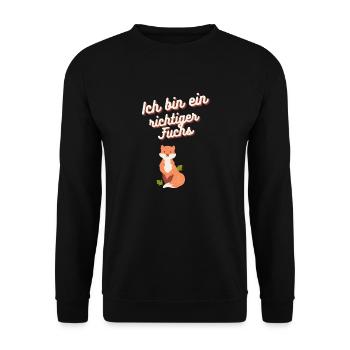 Ich bin ein richtiger Fuchs - Unisex Pullover - Schwarz - Vorne - Alina (178cm) & Michal (187cm)