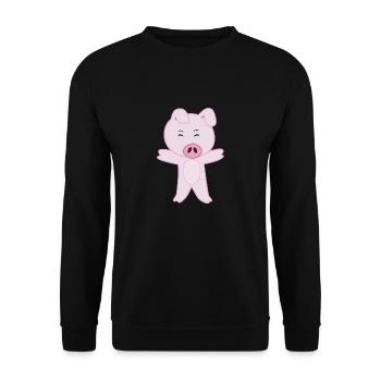Cute Pig all pink - Unisex Sweatshirt - black - Front - Alina (178cm) & Michal (187cm)