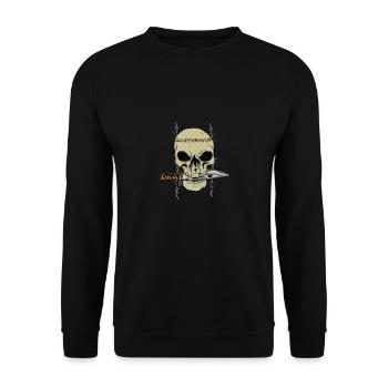 Piratenkopf - Unisex Pullover - Schwarz - Vorne - Alina (178cm) & Michal (187cm)