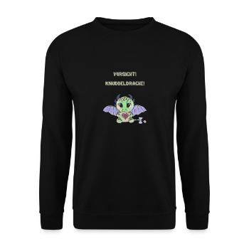 Vorsicht! Knuddeldrache - Unisex Pullover - Schwarz - Vorne - Alina (178cm) & Michal (187cm)