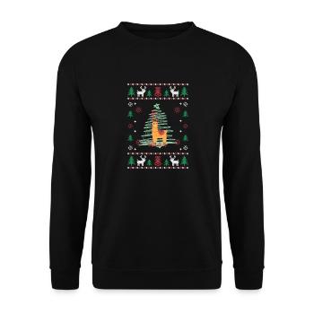 Weihnachten Lama hässlicher Pullover lustige Tiere - Unisex Pullover - Schwarz - Vorne - Alina (178cm) & Michal (187cm)