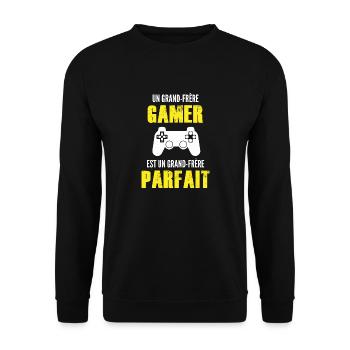 grand-frère gamer / grand-frère parfait - Sweat-shirt Unisexe - noir - Devant - Alina (178cm) & Michal (187cm)