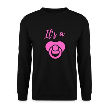 Baby Announcement Pregnancy - Girl - Surprise - Unisex Sweatshirt - black - Front - Alina (178cm) & Michal (187cm)