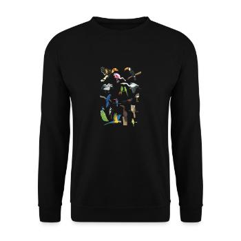 bunte Vögel - Unisex Pullover - Schwarz - Vorne - Alina (178cm) & Michal (187cm)