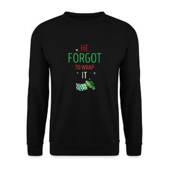 Il a oublié de l’emballer drôle de couples de Noël - Sweat-shirt Unisexe - noir - Devant - Alina (178cm) & Michal (187cm)