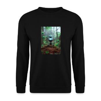 Petit robot bleu dans la forêt - Sweat-shirt Unisexe - noir - Devant - Alina (178cm) & Michal (187cm)