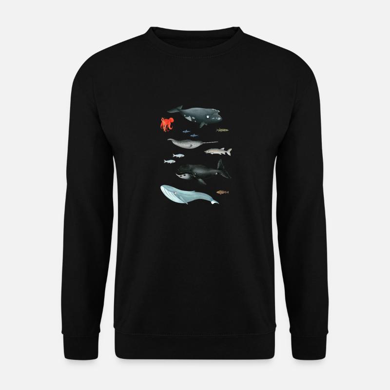 Muster mit Walen und Fischen / Unterwasserwelt - Unisex Pullover - Schwarz