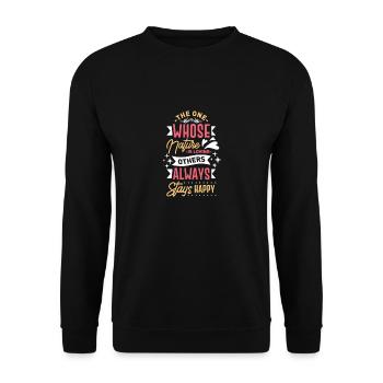 Wer die Natur liebt, bleibt immer glücklich - Unisex Pullover - Schwarz - Vorne - Alina (178cm) & Michal (187cm)