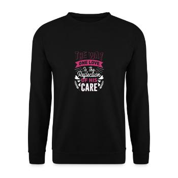 Die Art und Weise, wie eine Liebe das Spiegelbild seiner Fürsorge ist - Unisex Pullover - Schwarz - Vorne - Alina (178cm) & Michal (187cm)