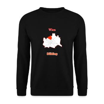Bezirke Döbling Karte mit Wien Stadtkarte - Unisex Pullover - Schwarz - Vorne - Alina (178cm) & Michal (187cm)