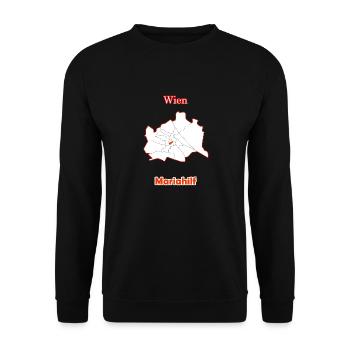Bezirke Mariahilf Karte mit Wien Stadtkarte - Unisex Pullover - Schwarz - Vorne - Alina (178cm) & Michal (187cm)