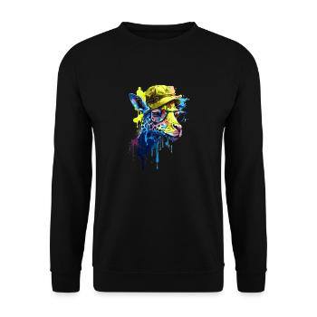 Drôle de girafe avec lunettes et chapeau décontracté - Sweat-shirt Unisexe - noir - Devant - Alina (178cm) & Michal (187cm)