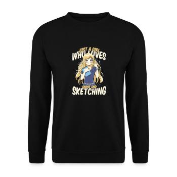 Une fille qui aime les dessins animés et les sketches, Japon - Sweat-shirt Unisexe - noir - Devant - Alina (178cm) & Michal (187cm)