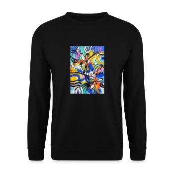 Abstract Chaos #10 original painting Design - Unisex Pullover - Schwarz - Vorne - Alina (178cm) & Michal (187cm)