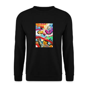 Abstract Chaos #13 original painting Design - Unisex Pullover - Schwarz - Vorne - Alina (178cm) & Michal (187cm)