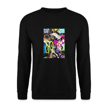 Abstract Chaos #17 original painting Design - Unisex Pullover - Schwarz - Vorne - Alina (178cm) & Michal (187cm)